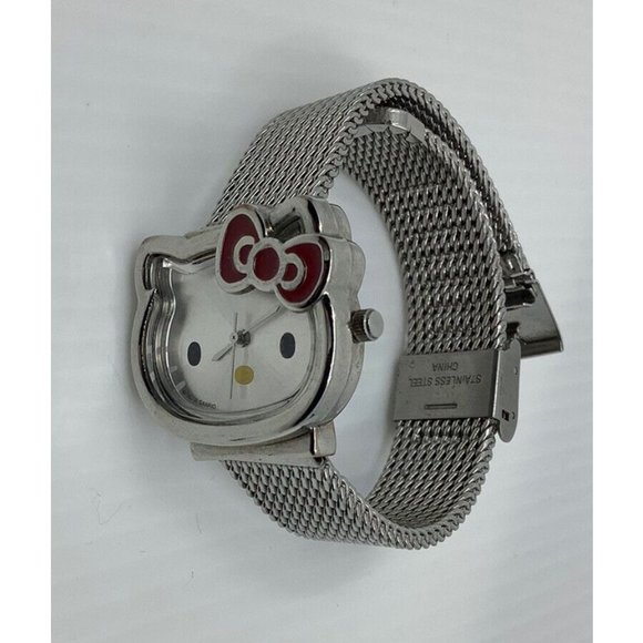 Sanrio Hello Kitty Watch 2011 Analog Stainless Steel Adjustable Band Red Bow - Picture 7 of 9